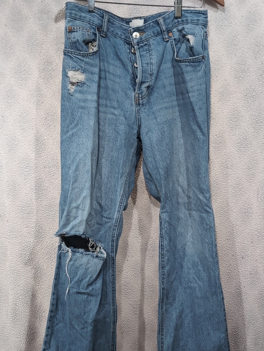 H&M Women’s Button Fly Bootcut Distressed Jeans